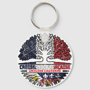 Acadian Cajun French France Tree Roots Flag Schlüsselanhänger