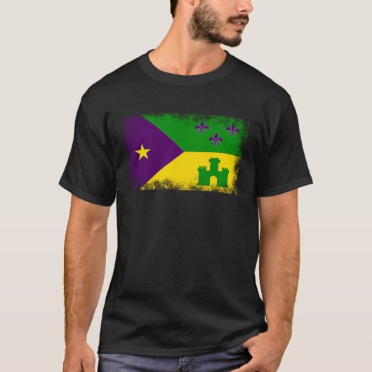 Acadian Flag Cajun Mardi Gras Fat Tuesday Acadiana T-Shirt (Vorderseite)