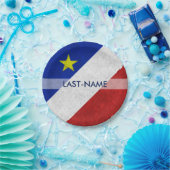Acadian Flag Surname Distressed Grunge Personalize Pappteller (Party)