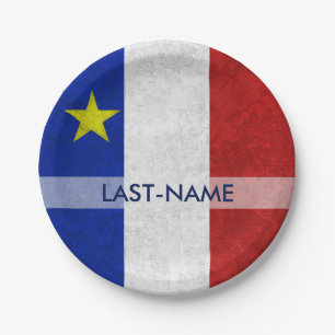 Acadian Flag Surname Distressed Grunge Personalize Pappteller