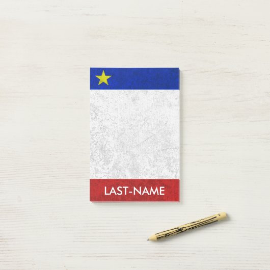 Acadian Flag Surname Distressed Grunge Personalize Post-it Klebezettel (Auf Schreibtisch)