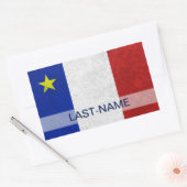 Acadian Flag Surname Distressed Grunge Personalize Rechteckiger Aufkleber (Umschlag)