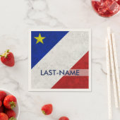 Acadian Flag Surname Distressed Grunge Personalize Serviette (Beispiel)