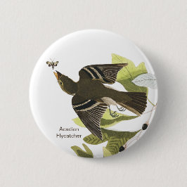 Acadian Flycatcher, John James Audubon Birdwatcher Button