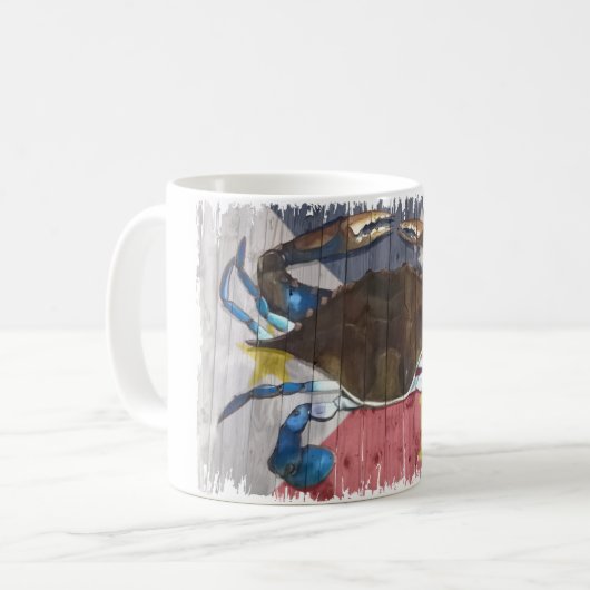 Acadische Flagge und Krebskaffee-Cup Kaffeetasse (Vorderseite Links)