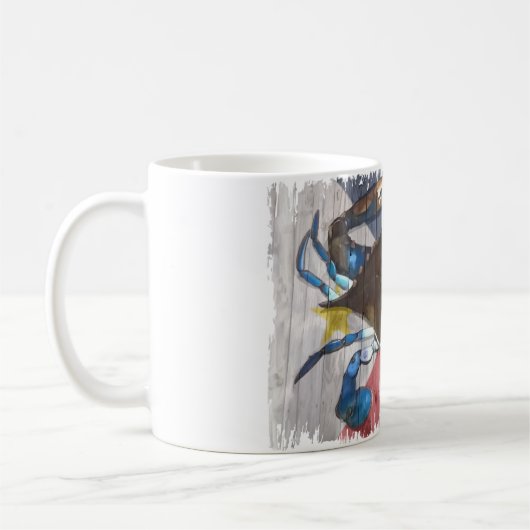Acadische Flagge und Krebskaffee-Cup Kaffeetasse (Links)