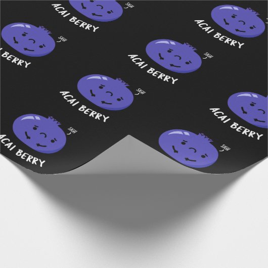 Acai Berry Funny Fruit Pun Dark BG Geschenkpapier (Ecke)