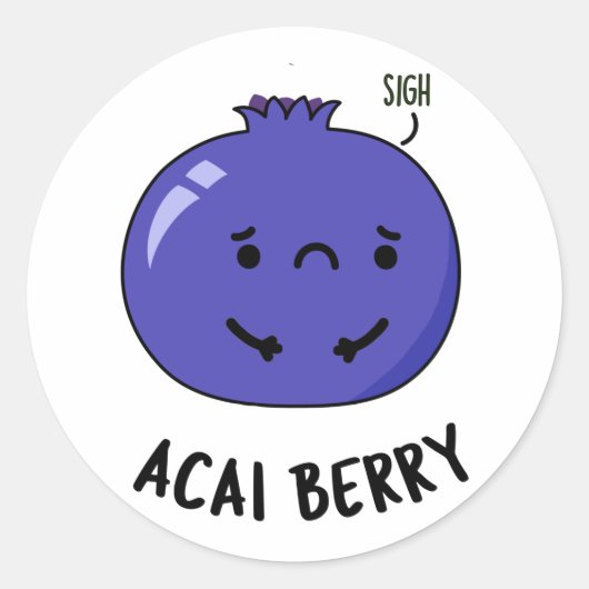 Acai Berry Funny Fruit Pun Runder Aufkleber (Vorderseite)