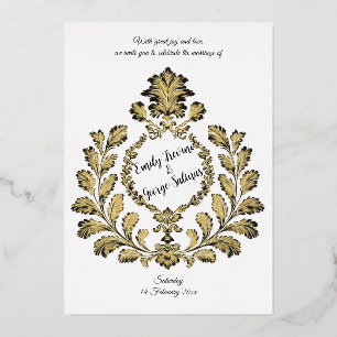 Acanthus & Antiquity, Gold und Schwarz, Folieneinladung