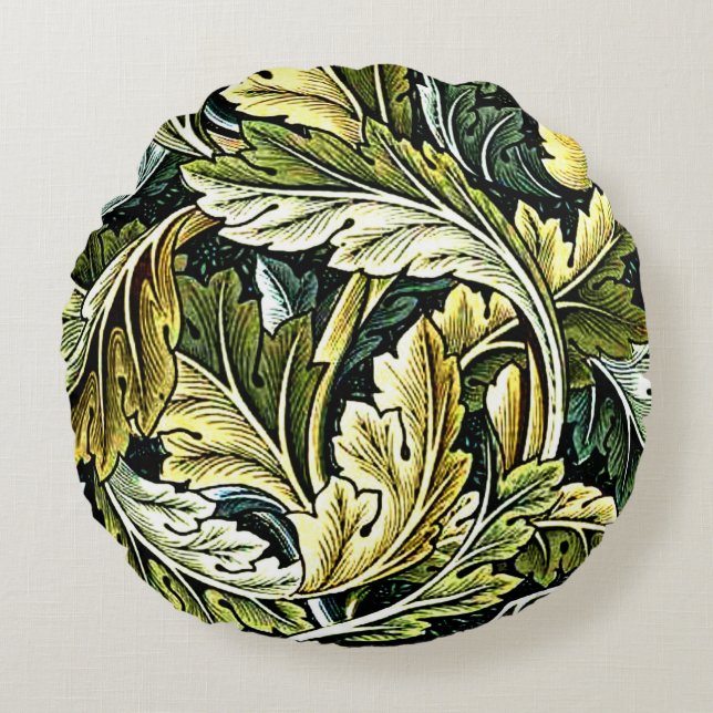Acanthus, beliebtes William Morris-Muster Rundes Kissen (Vorderseite)