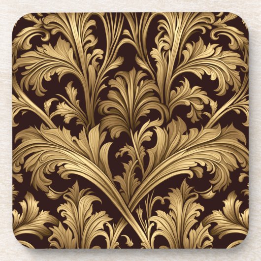 Acanthus-Blätter (Alter Goldton) Getränkeuntersetzer (Vorderseite)