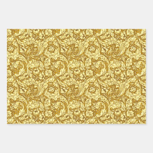 Acanthus-Blätter, Schwarz & Weiß, Gold & Blau Geschenkpapier Set (Vorderseite 2)