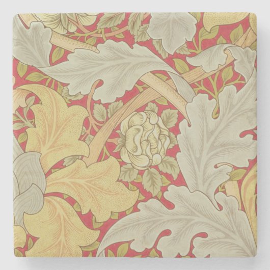 Acanthus-Blätter und wilde Rose auf einem Steinuntersetzer (Vorderseite)