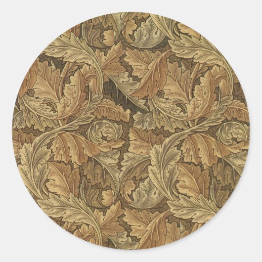 Acanthus-Blätter von William Morris, Antique Texti Runder Aufkleber (Vorderseite)