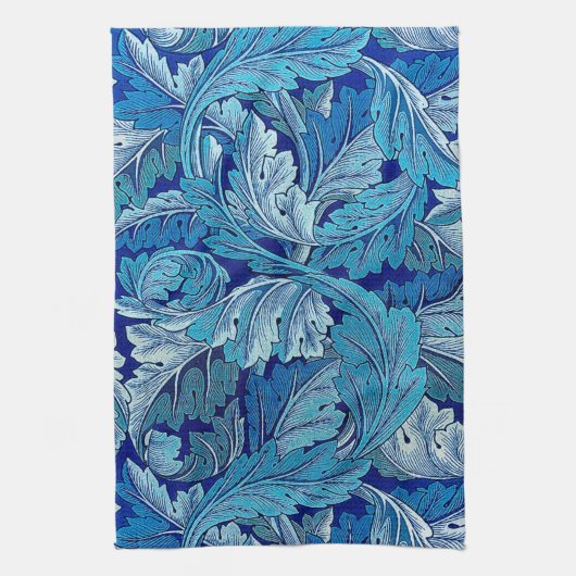 Acanthus Blau, William Morris Geschirrtuch (Vertikal)