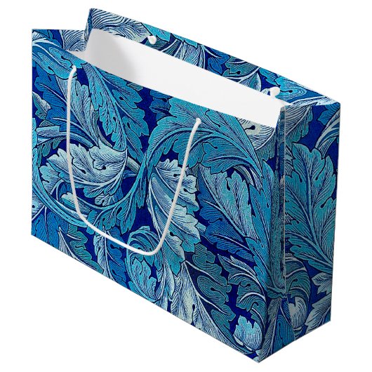 Acanthus Blue, William Morris Große Geschenktasche Geschenktüte (Vorderseite Schrägansicht)