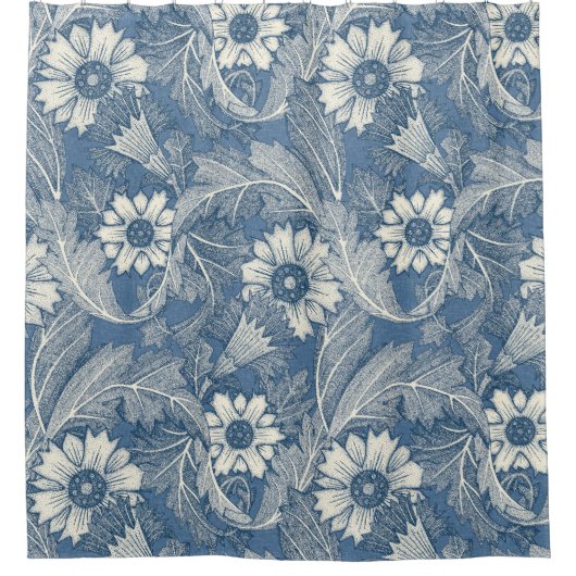 Acanthus cobalt denim duschvorhang (Vorderseite)