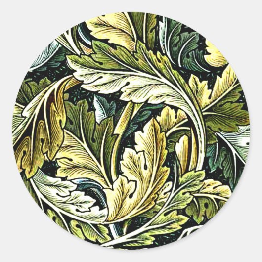 Acanthus, ein William Morris-Muster, Runder Aufkleber (Vorderseite)