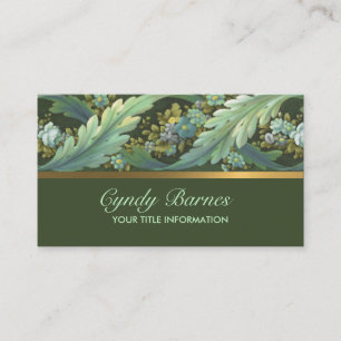 Acanthus Floral Border Business Card Grün Visitenkarte