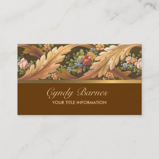 Acanthus Floral Border Business Card Kastanien Visitenkarte (Vorderseite)