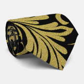 Acanthus Verlasse Gold und Black Krawatte (Gerollt)