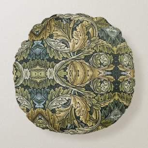Acanthus Vintag Floral Pattern von William Morris Rundes Kissen