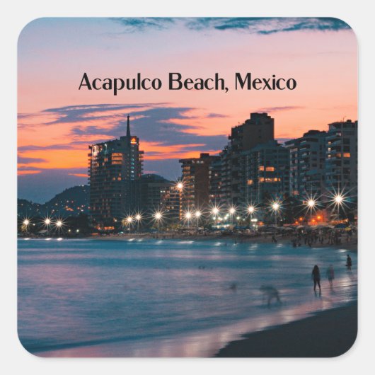 Acapulco Beach, Mexiko Quadratischer Aufkleber (Vorderseite)