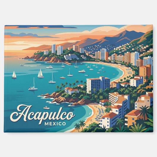 Acapulco-Bucht Mexiko Magnet (Vorderseite)
