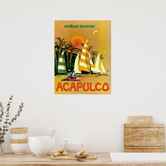 Acapulco, endlose Segelboote an der Küste Poster (Küche)