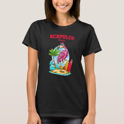 Acapulco Flamingo Beach Ocean Wave Surf T-Shirt (Vorderseite)