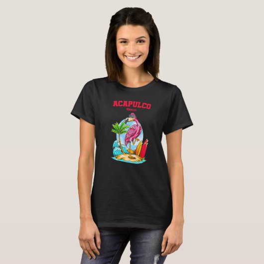 Acapulco Flamingo Beach Ocean Wave Surf T-Shirt (Vorne ganz)