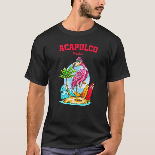 Acapulco Flamingo Beach Ocean Wave Surf T-Shirt (Vorderseite)