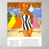 Acapulco, Frau am Strand Poster (Vorne)