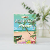 Acapulco Mexico Vintage Reiseplakat Postkarte (Stehend Vorderseite)