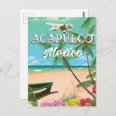 Acapulco Mexico Vintage Reiseplakat Postkarte (Vorne/Hinten)