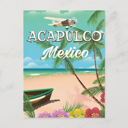 Acapulco Mexico Vintage Reiseplakat Postkarte (Vorderseite)