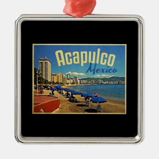 Acapulco Mexico Vintage Travel Silbernes Ornament (Vorne)