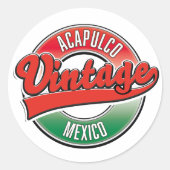 Acapulco Mexico Vintages Logo Runder Aufkleber (Vorderseite)