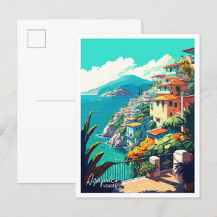 Acapulco Mexiko Kunst Vintage-Reiseillustration Postkarte
