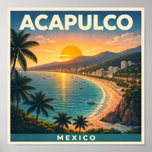 Acapulco Mexiko Vintage-Reiseposter Poster (Vorne)