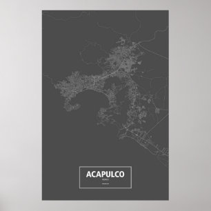 Acapulco, Mexiko (weiß auf Schwarzem) Poster