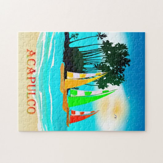 Acapulco Sailboats Beach Sun Poster Puzzle (Horizontal)