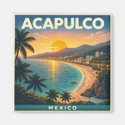 Acapulco Vintage-Reiseplakat-Magnet Magnet (Vorne)