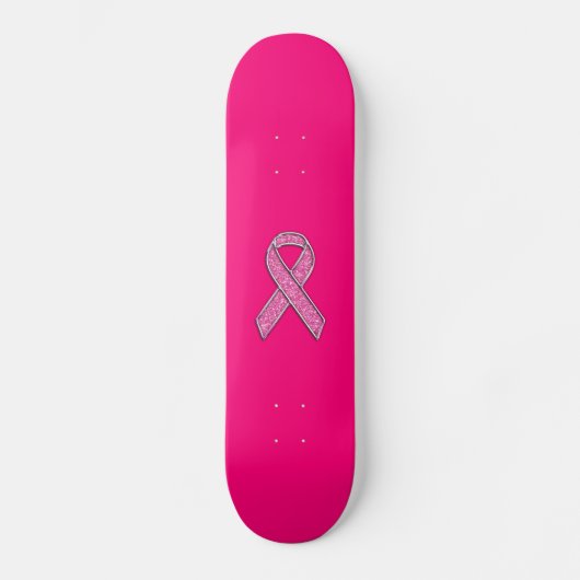 Accent Chrome Glitzer Style Rosa Ribbon Bewusstsei Skateboard (Vorderseite)