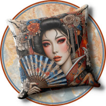 ACCENT PILLOW - Asian Woman in Traditional Attire