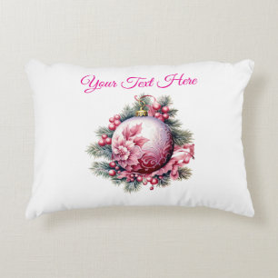 Accent Pillow-Editable Pink Christmas Bauble Pillo Dekokissen