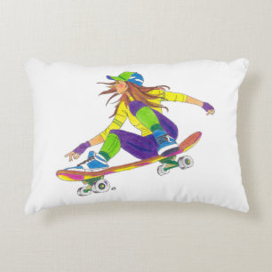 Accent Pillow Girl Skateboarder Dekokissen