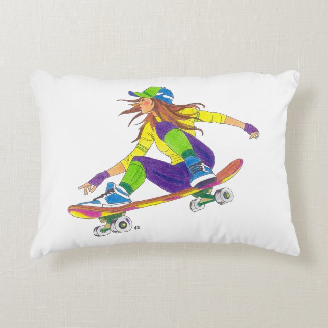 Accent Pillow Girl Skateboarder Dekokissen (Vorderseite)