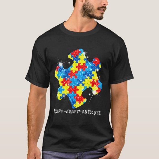 Accept Adapt Advocate Autism Awareness T-Shirt (Vorderseite)
