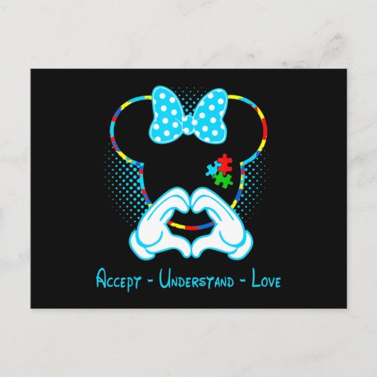 Accept Understand Love Autism Awareness - Mouse Au Postkarte (Vorderseite)